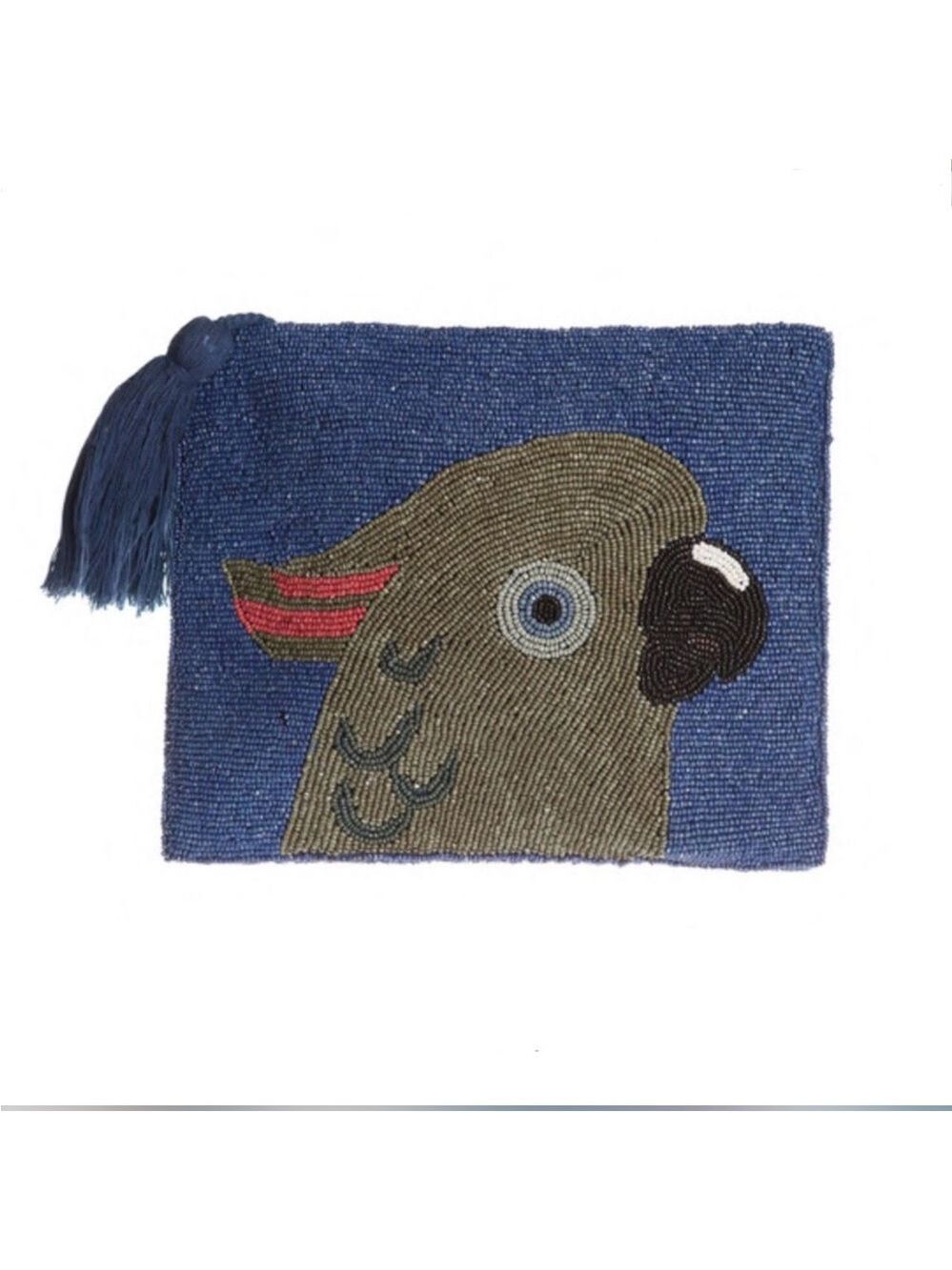 NWT Guadalupe Cacatua Beaded Clutch in Blue